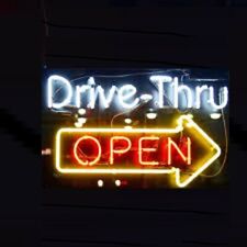 Drive Thru Open Arrow Acrylic Neon Light Sign 20