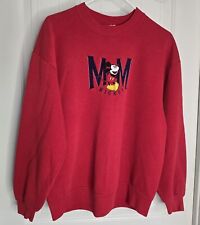 VTG Mickey & Co Disney Red Embroidered  MM Sweatshirt size Large L Made In  USA picture