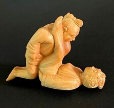 Natural Boxwood Carved Sexing Statue Couples Wood Figure Oriental Style picture
