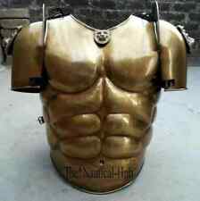 New 18ga Pair Of Pauldrons & Medieval Warrior Knight Cuirass Roman Muscle Jacket picture