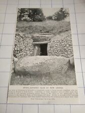Spiral slab stone new grange burial mounds West of Drogheda Ireland Brugh c 1923 picture