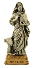 Pewter Saint St Luke Figurine Statue on Gold Tone Base, 4 1/2 Inch picture