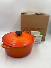 Le Creuset Dutch Oven Cast Iron Flame Orange Rare Model 2501 E 4.5 Quart Retro picture