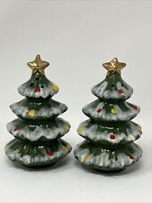 Vintage 1950s KREISS Ceramic Christmas Tree Salt & Pepper Shakers Japan picture