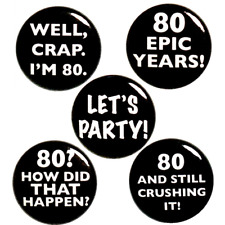 80 Epic Years Pins Buttons Funny 80th Birthday Turning 80 Pin Gift Set 1