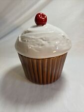 Vintage Cupcake Cookie Jar Cherry On Top Made in USA (J54) picture