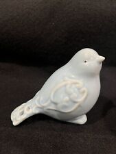 Blue Ceramic Bird with delicate design on wings and tail 5 in long 3 3/4 in tall picture