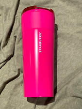 2022 Starbucks Vacuum Insulated 16oz Rubber Grip Stainless Steel Tumbler - Pink picture