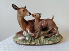 Vintage MASTERPIECE PORCELAIN HOMCO MOTHER DEER With Baby FAWN FIGURINE Love picture