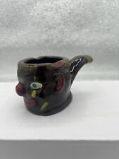VTG 1950’s Japanese Pipe Shaped Ashtray Clown Face Redware Hand Painted picture