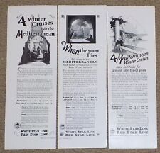 Lot of 3-1920s/30s WHITE STAR LINE Print Ads Mediterranean, Adriatic Lapland B1Q picture