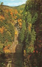 Quechee Gorge VT, Aerial View Ottauquechee River Fall Foliage, Vintage Postcard picture
