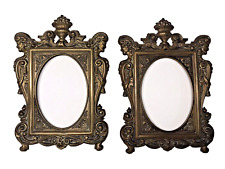 Set 2 Antique Victorian Ornate Tinplate Picture Frames FACE PLATES ONLY NO BACK picture