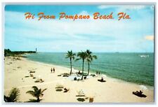 c1960s Hi From Pompano Beach Palm Trees Florida FL Unposted Vintage Postcard picture