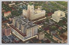 Detroit Michigan Aerial View of General Motors, Fishers Bldg 1946 Linen Postcard picture
