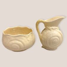 Vintage Belleek of Ireland Creamer and Open Sugar Bowl Shell Design 6th Mark picture