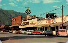 Postcard Business Section, West Side of Square, Street Scene in Jackson, Wyoming picture