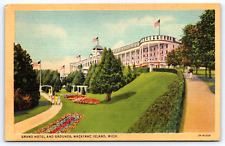 Postcard Mackinac Island Michigan Grand Hotel and Garden Florals Grounds A21 picture