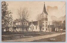 RPPC St Joseph's Catholic Church and Parsonage Lena IL 1916 Real Photo Postcard picture