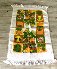 Vtg 1970s Vegetables Spices Kitchen Terry Hand Towel Retro Fringe Golden Crown picture