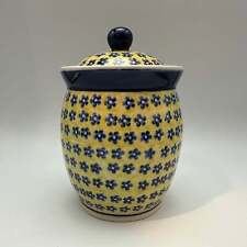 Boleslawiec Polish Pottery Canister, Blue  and Yellow Floral Design picture