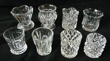 8 Vintage Clear Glass Pressed Design Toothpick Holders picture