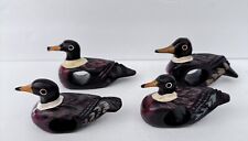 Vintage Hand Painted Wooden Mallard Duck Napkin Holders Rings, Philippines x4 picture