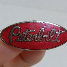 Vtg 1980s Peterbilt Motors Red Enamel Silvertone Metal Clutch Back Lapel Pinback picture