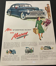 Blue 1947 Mercury Sedan - Vintage Original Color Car Print Ad / Wall Art picture