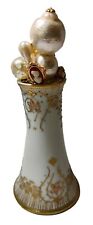 Antique Nippon Porcelain Hat Pin Holder Beaded Gold Moriage with Nine Hat Pins picture