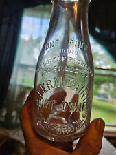 Vintage Ferm Dairy Home Owned Rockford Illinois one pt embossed milk bottle picture