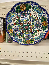 Mexican Talavera Pottery Deep Ruffled Dinner Plate Platter Puebla 11 3/4” picture