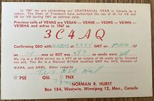 QSL Card Winnipeg Canada Celebrating Canadian Centennial Year Norman Hurst 3C4AQ picture