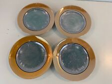Antique Takito Japanese Porcelain Iridescent Grey & Gold Set of 4 Plates picture