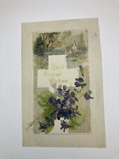 c1908 Best Easter Wishes Flowers & Cross Are Embossed ANTIQUE Postcard picture