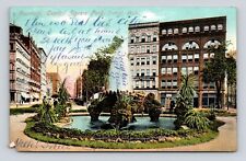 Antique Old Postcard Capitol Square Park Fountain 1908 Detroit Michigan MI picture