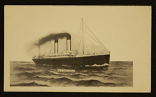 S.S. Oceanic Vintage Postcard Steamship Black and White Illustration Boat Ocean picture