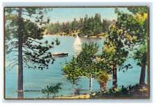 1936 Scene of Boat, Lake Arrowhead California CA Vintage Posted Postcard picture