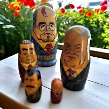 Russian Nesting Dolls 5 Politician President Matryoshka  Wood Dolls Vintage picture