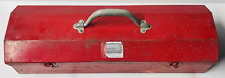 Vintage HUSKY Rustic Red Metal Dome Top 19x6 Toolbox with Metal Tray pre-owned. picture