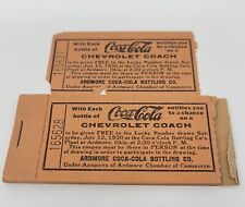 Coca-Cola Chevrolet Coach Raffle Tickets Book Of 22 Ardmore OK Bottling Co. 1930 picture