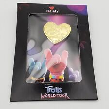 Trolls World Tour Variety Pin 2019 Heart Shaped Gold Tone Lapel Dreamworks New picture