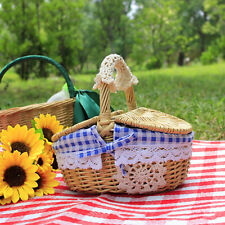 Large Wicker Picnic Basket With Cups Flatware Set Utensils Basket Large Capacity picture