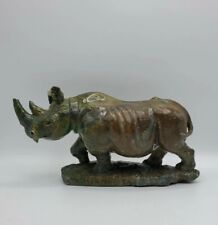 Vintage Carved Stone Rhino, Signed R. Nyamhunga, Zimbabwe, Nephrite  picture