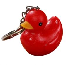 Cute RED Rubber Duck Keychain Keyring, Cartoon Little Duck, PVC Pendant Red Duck picture
