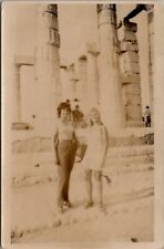 Two Sexy Women Mini Dress At Temple of Poseiden Greece RPPC To Mass Postcard A24 picture