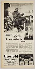 1958 Print Ad Duofold Insulated Thermal Underwear Farmer Smokes Pipe on Tractor picture