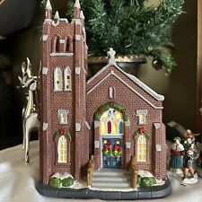 Holiday Time Holy Trinity Church Brick Vintage Victorian Christmas Lighted 2014 picture