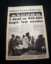 WOODSTOCK MUSIC FESTIVAL Sex Drugs Rock-N-Roll HIPPIES Photos 1969 NY Newspaper picture