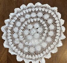 Vintage Large Handmade Crocheted Doily Soft White 14” Diameter picture